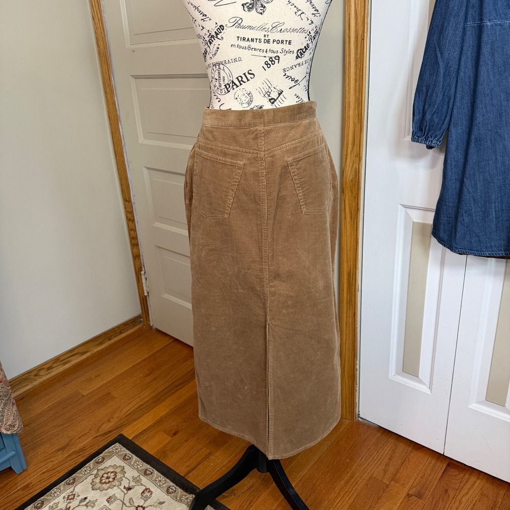 Vintage Jones New York Corduroy Maxi Skirt 8 Petite Western Retro Neutral Preppy - Picture 3 of 11